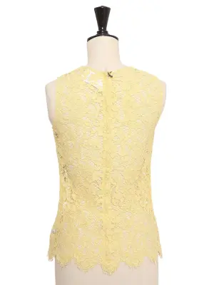 Top sans manche dentelle de calais jaune pastel Prix boutique 1450€ Taille XS — photo 5