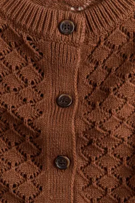 Gilet à mancherons en maille pointelle - Marron — photo 2