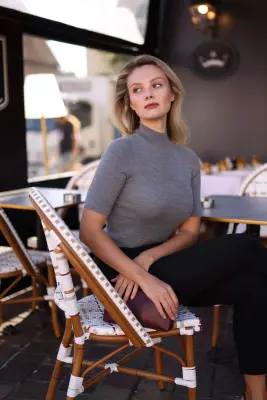 Sia Merino Wool Top - Grey — photo 3