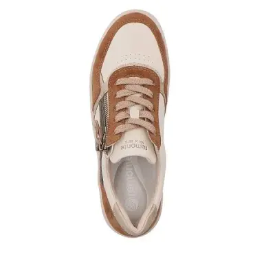 Baskets Remonte D0J01-24 Beige Cognac - Lacets Zip Grande Pointure Femme — photo 3