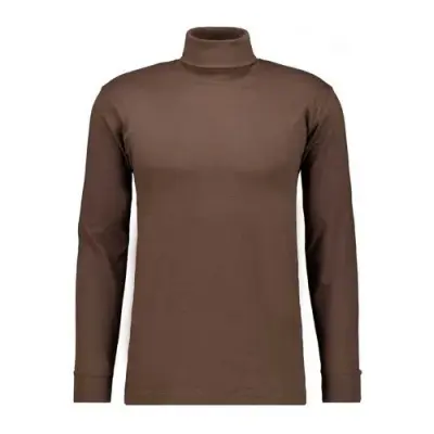 RAGMAN COL ROULE COTON GRANDE LONGUEUR Marron — photo 1