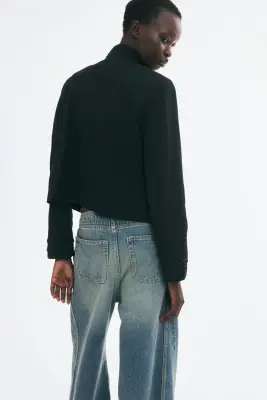 Veste courte avec détails cordon - Noir — photo 4