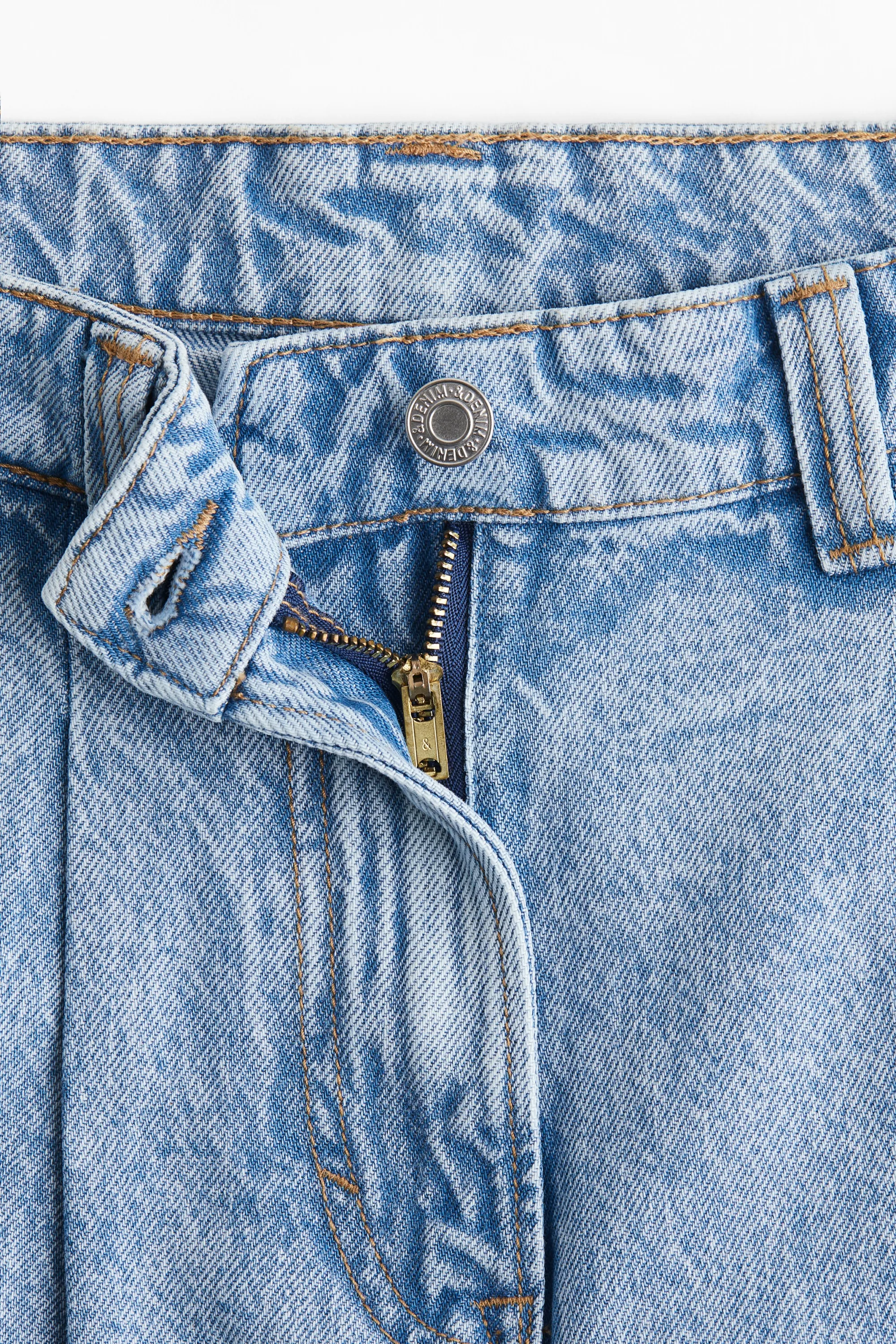 Short plissé en denim - Bleu denim clair
