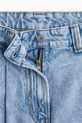 Short plissé en denim - Bleu denim clair — photo 1