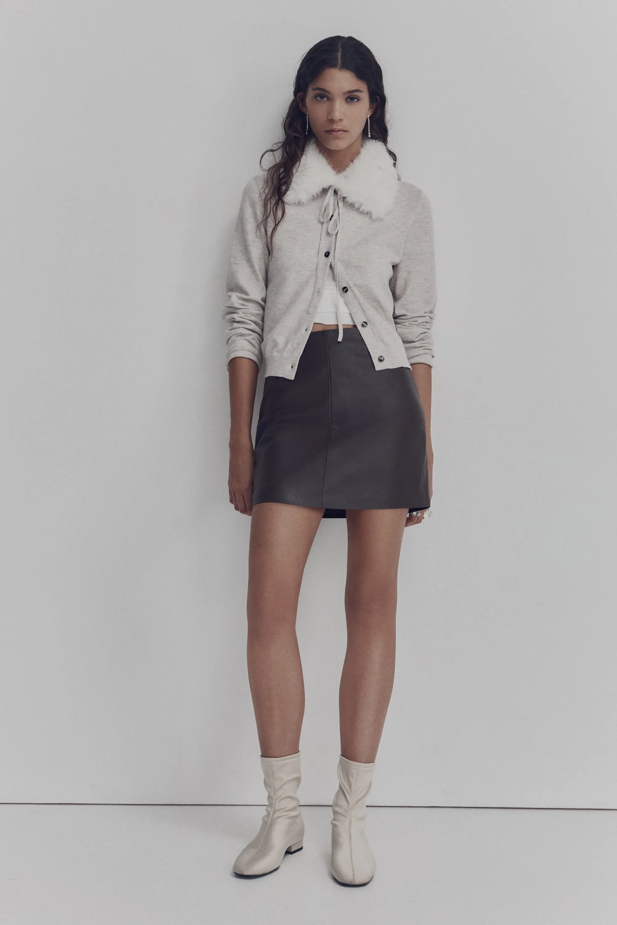 Gilet avec col - Beige clair chiné