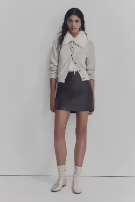 Gilet avec col - Beige clair chiné — photo 1