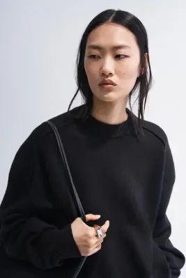 Pull en cachemire mélangé - Noir — photo 3