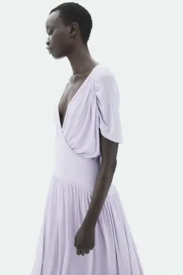 Robe midi en jersey vaporeux - Violet clair — photo 2