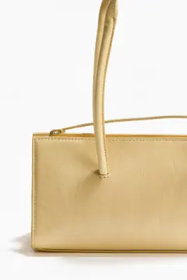 Petit sac porté épaule en cuir - Jaune clair — photo 3