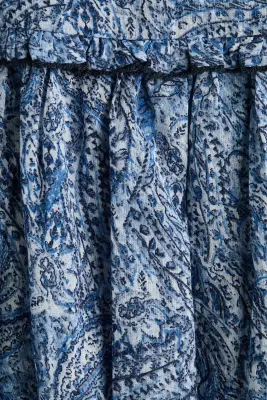 Blouse ruchée en coton - Bleu/motif cachemire — photo 4