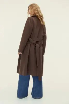 Manteau fait main en laine mélangée - Marron — photo 3