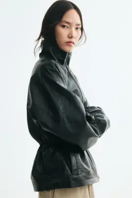Veste oversize avec cordon de serrage à la taille - Noir — photo 3