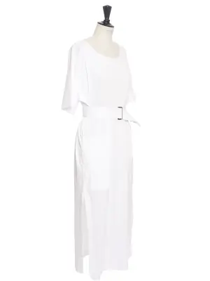 Robe mi-longue en jersey de coton blanc ceinturé Prix boutique 290€ Taille 40 — photo 3