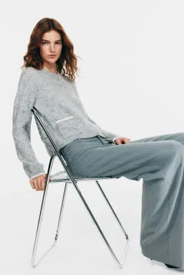 Gilet en maille torsadée - Gris chiné — photo 2