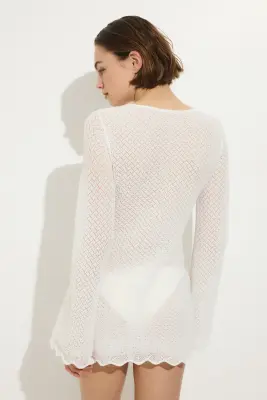 Robe de plage en maille pointelle - Blanc — photo 3