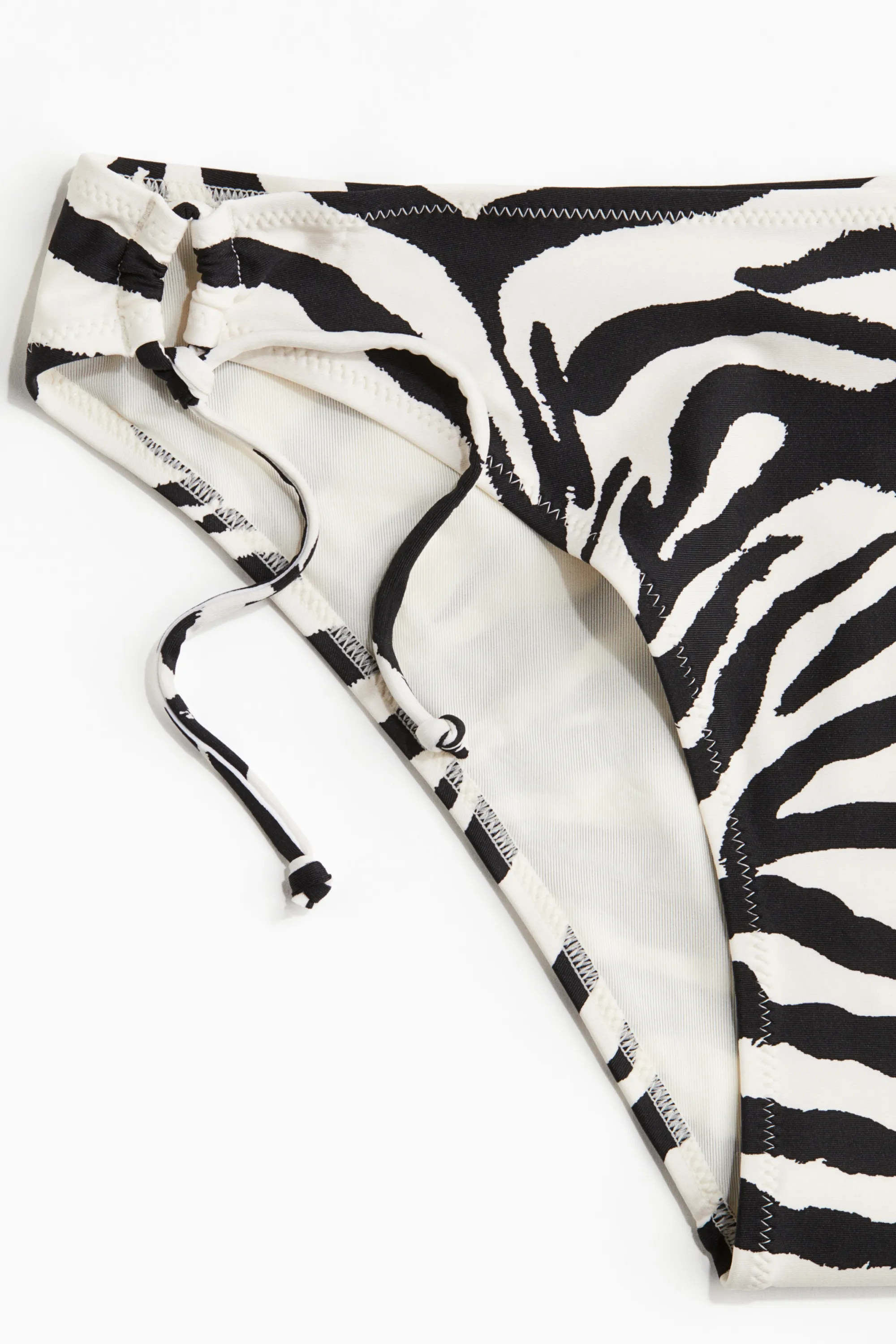 Bas de maillot Tanga Cheeky à nouer - Noir/motif zébré