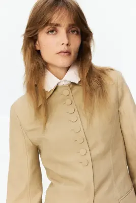 Chemise en popeline avec manches à effet ruché - Blanc — photo 2