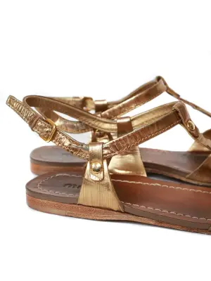 Sandales plates bride cheville en cuir doré Prix boutique 550€ NEUVES Taille 36 — photo 4