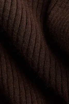 Pantalon large en maille côtelée - Marron foncé — photo 3