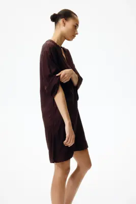 Robe tunique en viscose - Marron foncé — photo 3