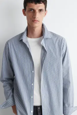 CHEMISE RAYÉE DÉCONTRACTÉE - BLEU / RAYÉ — photo 4