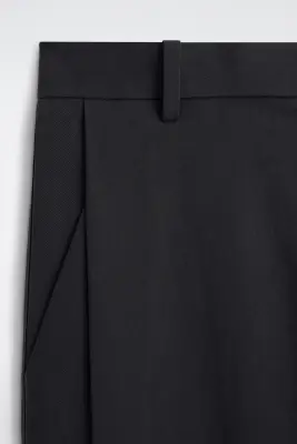 PANTALON LARGE DÉCONTRACTÉ À PLIS - NOIR — photo 5
