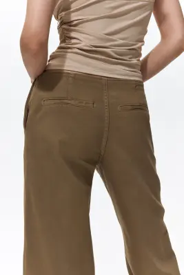 Pantalon large en denim - Vert olive — photo 2