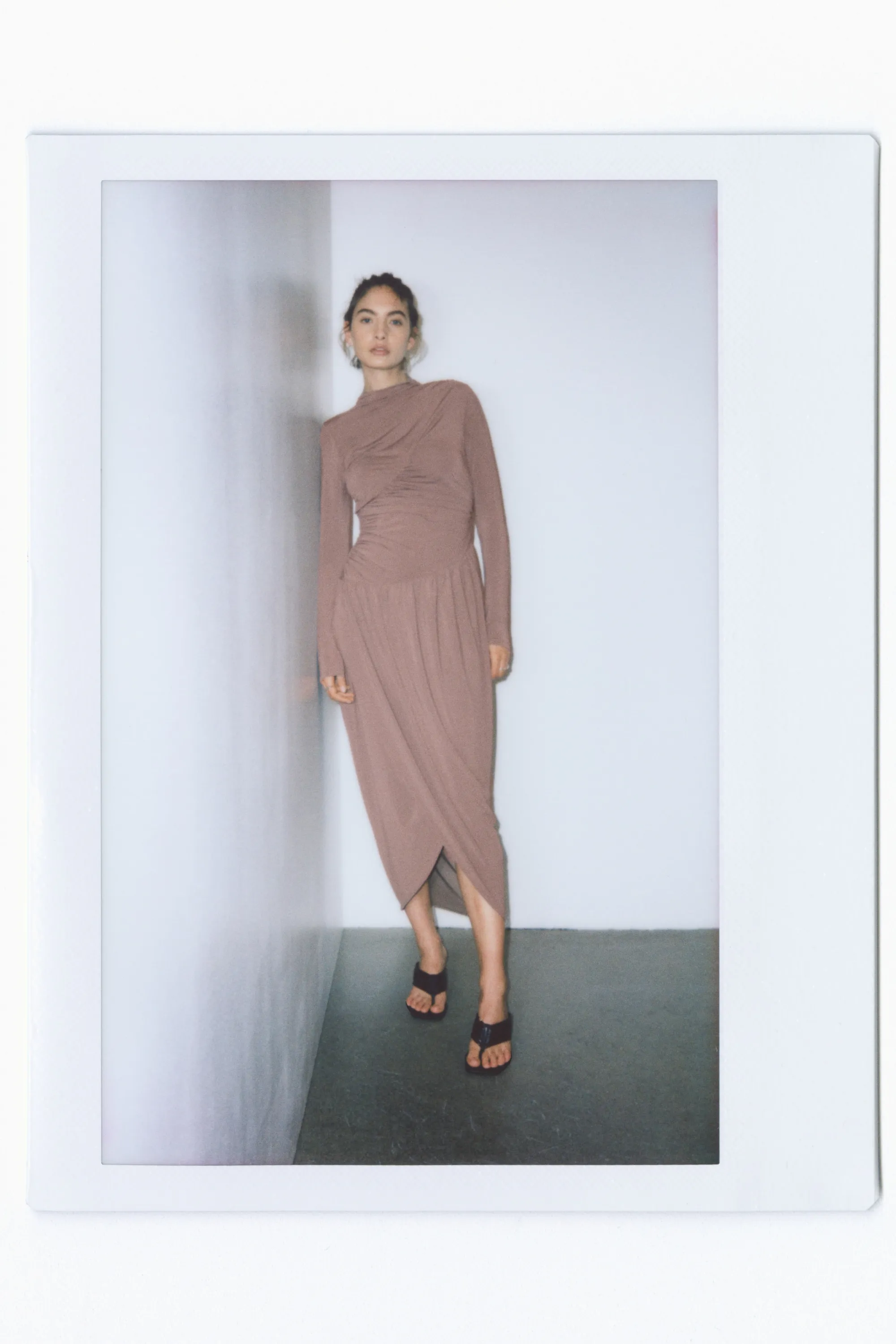 Draped jersey dress - Rose ancien foncé