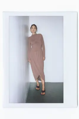 Draped jersey dress - Rose ancien foncé — photo 1