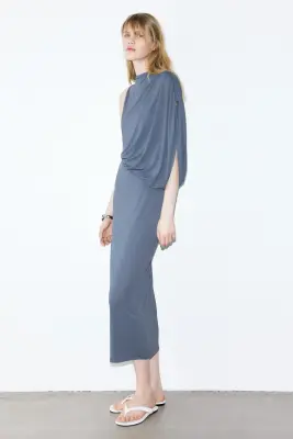Robe maxi à effet drapé - Gris foncé — photo 2