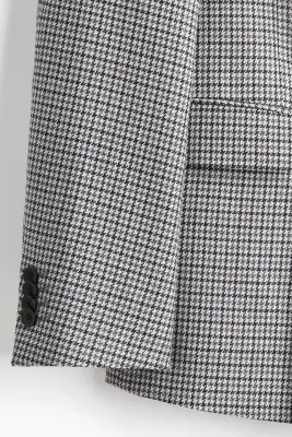 Veste en laine Regular Fit - Gris foncé/motif pied-de-poule — photo 1
