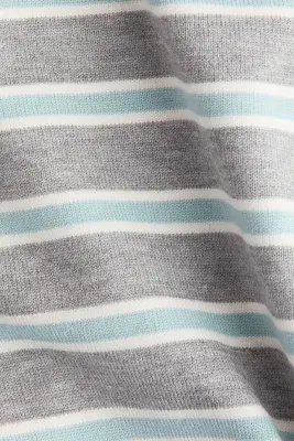Polo en maille fine - Gris clair chiné/rayé — photo 4