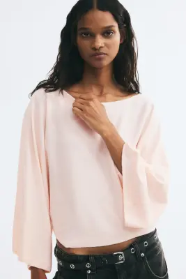 Top cape en maille - Rose poudré — photo 1