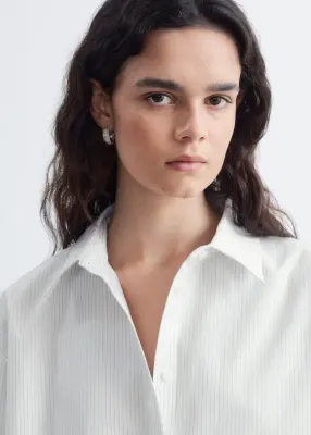 Chemise oversize à ourlet arrondi - Blanc — photo 4