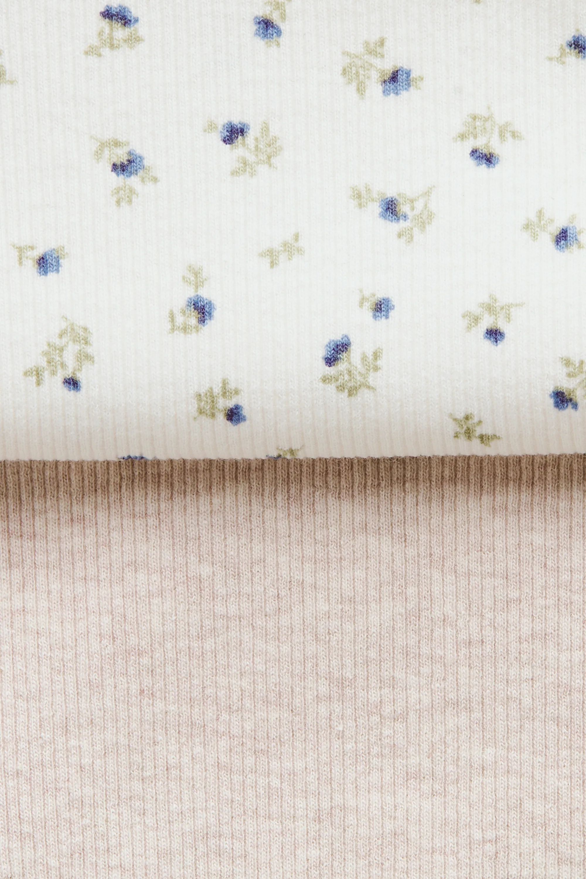 Lot de 2 bodies en coton - Beige clair/fleuri