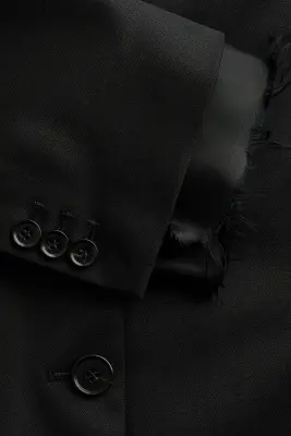 Single-breasted wool-blend blazer - Noir — photo 3