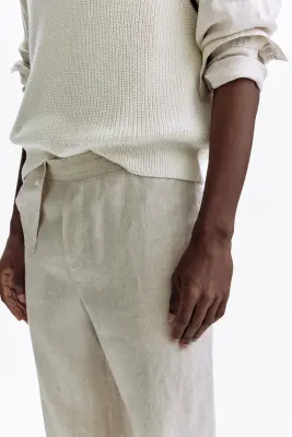 Pantalon Regular Fit en lin - Beige clair — photo 4