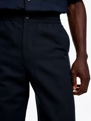 Pantalon en mélange de lin - Bleu foncé — photo 3