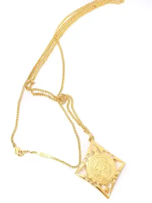 Collier sautoir chaîne fine laiton dorée pendentif losange Prix boutique 600€ — photo 2