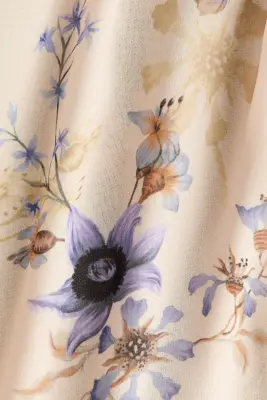 Robe volantée à bretelles fines - Beige clair/fleuri — photo 3