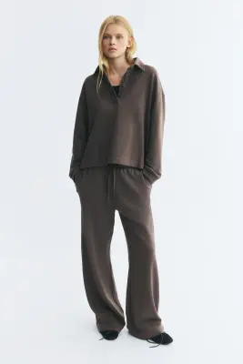 Sweat avec col - Taupe foncé — photo 2