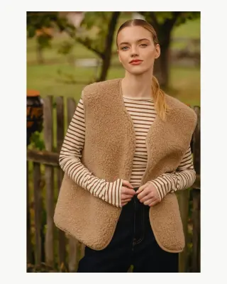 Gilet sans manches Ypo camel en mérinos – Yoko — photo 5