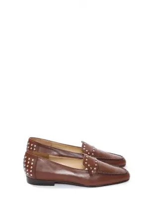 Mocassins en cuir marron foncé et studs argentés Taille 36,5 — photo 1