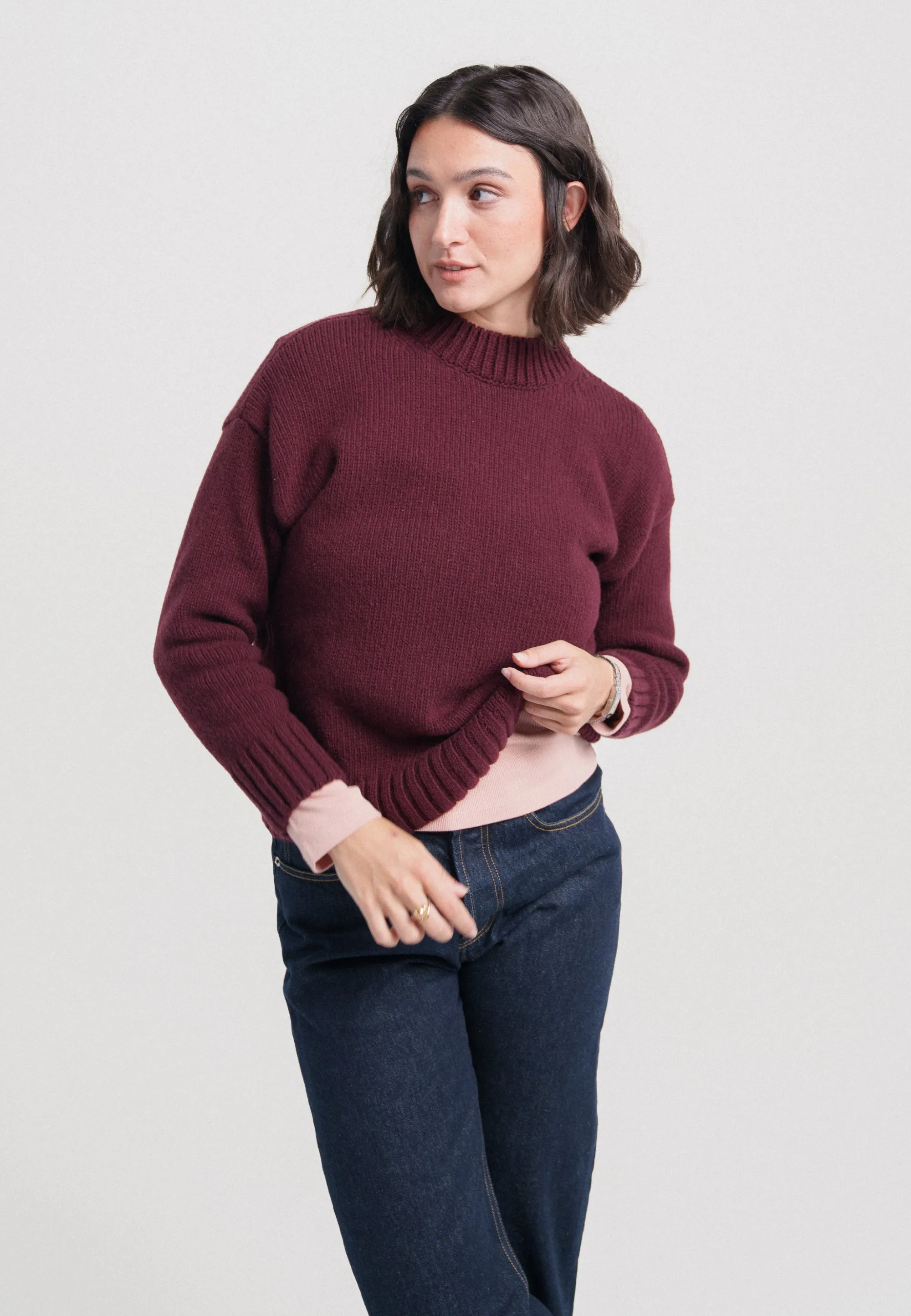Le pull col montant - Aubergine