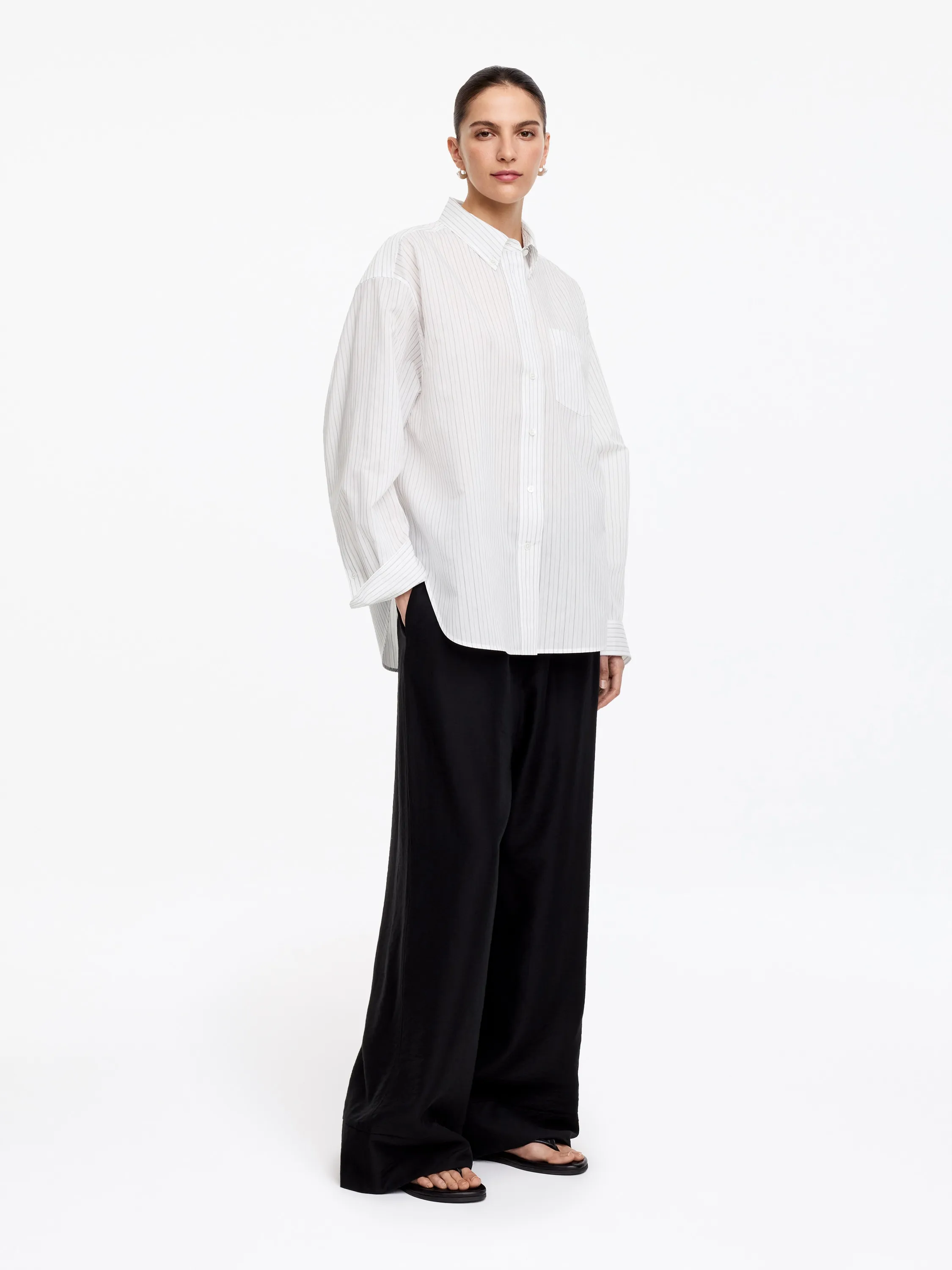 Chemise en coton et soie - Blanc/Noir
