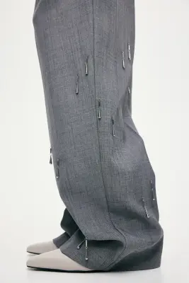 Pantalon avec perles fantaisie - Gris — photo 5
