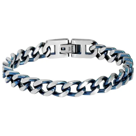 ROCHET - Bracelet DANDY Acier vintage Bicolore PVD Bleu 8mm x 20,5cm HB07276A