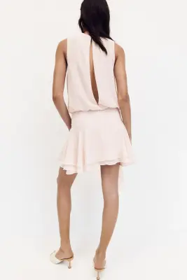 Robe en mousseline avec détail à nouer - Rose poudré — photo 3