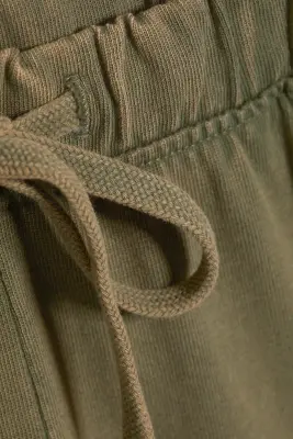 Pantalon lounge large en coton - Vert kaki cendré — photo 4