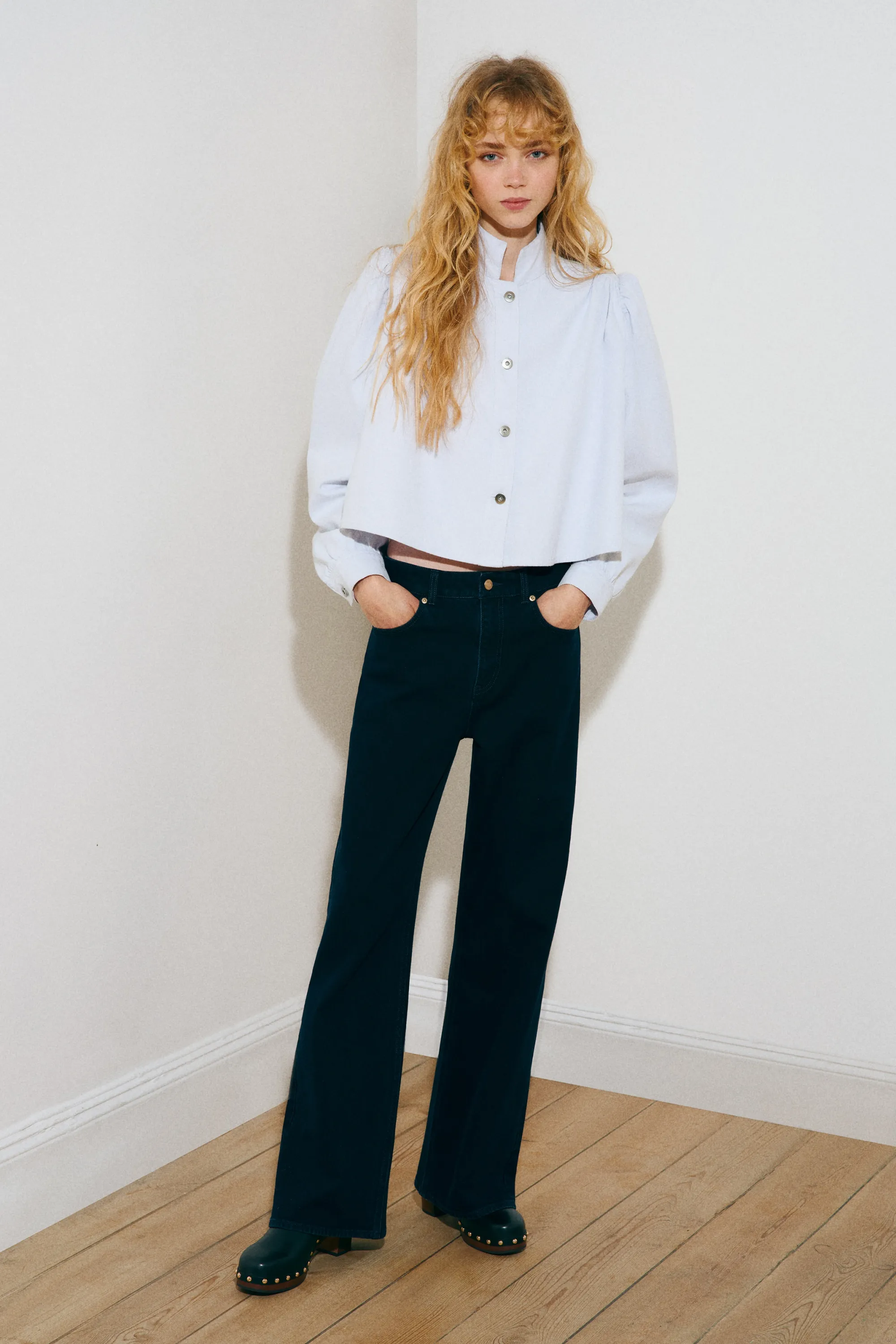 Chemise à épaulettes en twill - Bleu clair